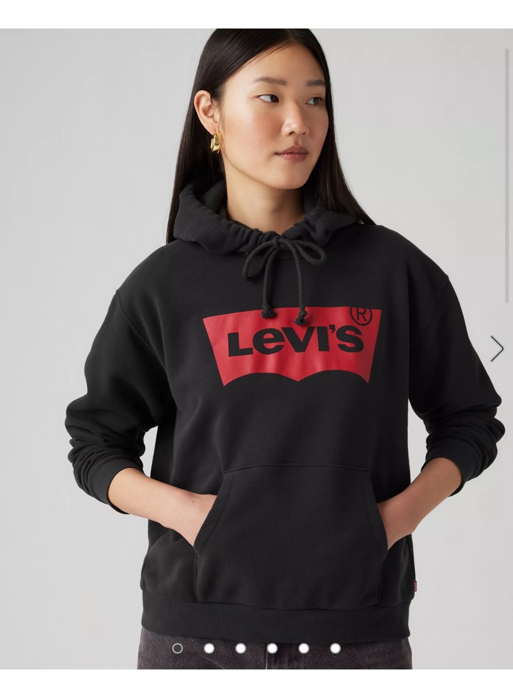 Levi's Women’s Black Hoodie with Red Label Logo